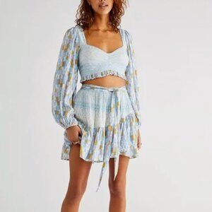 Free People Naomi Printed Set - Blue - Size XS